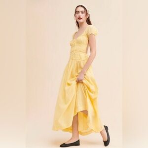 Free-est Feeling Bonita Butter Yellow Cotton Midi Dress Large